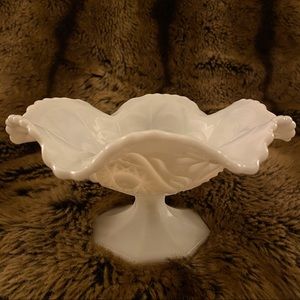 Milk glass pedestal bowl.